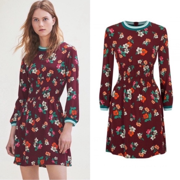 Maje Floral Burgundy Dress - Picture 1 of 5